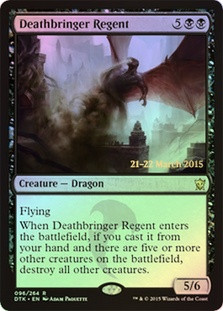 Deathbringer Regent (Prerelease) (Dragons of Tarkir)\nPromo: Date Stamped\nSingle\nMagic The Gathering