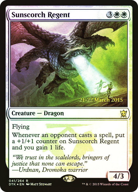 Sunscorch Regent (Prerelease) (Dragons of Tarkir)
Promo
Single
Magic: The Gathering