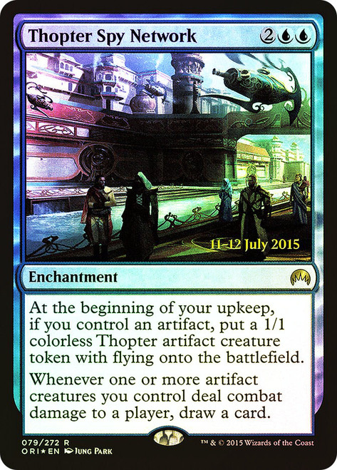 Thopter Spy Network (Prerelease) (Magic Origins)\nPromo: Date Stamped\nSingle\nMagic The Gathering