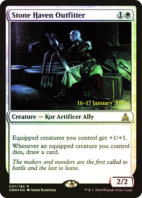 Stone Haven Outfitter (Prerelease) (Oath of the Gatewatch)\nPromo: Date Stamped\nSingle\nMagic The Gathering