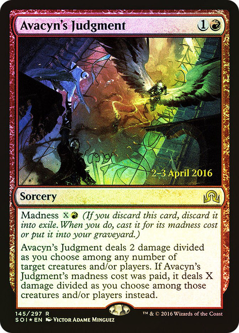 Avacyn's Judgment (Prerelease) (Shadows over Innistrad)\nPromo: Date Stamped\nSingle\nMagic The Gathering