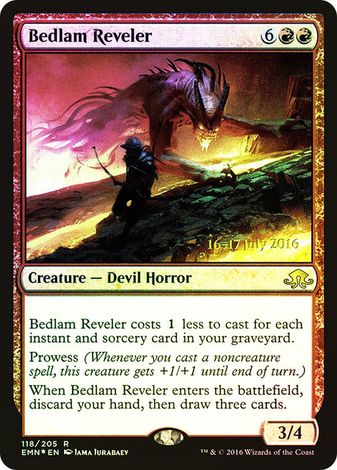 Bedlam Reveler (Prerelease) (Eldritch Moon)\nPromo: Date Stamped\nSingle\nMagic The Gathering