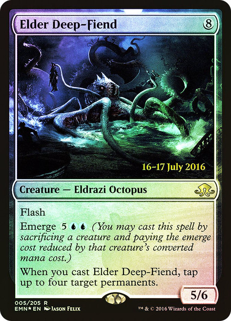 Elder Deep-Fiend (Prerelease) (Eldritch Moon)\nPromo: Date Stamped\nSingle\nMagic The Gathering