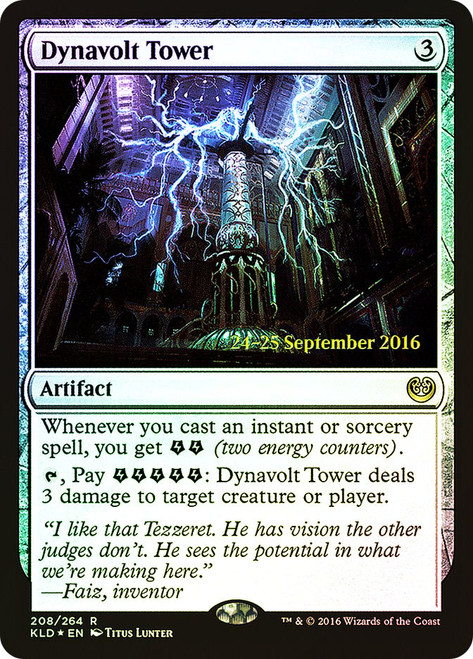 Dynavolt Tower (Prerelease) (Kaladesh)\nPromo: Date Stamped\nSingle\nMagic The Gathering