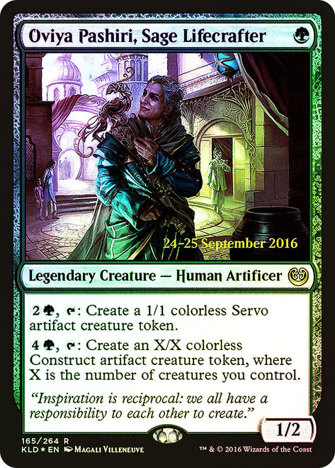 Oviya Pashiri, Sage Lifecrafter (Prerelease) (Kaladesh)\nPromo: Date Stamped\nSingle\nMagic The Gathering