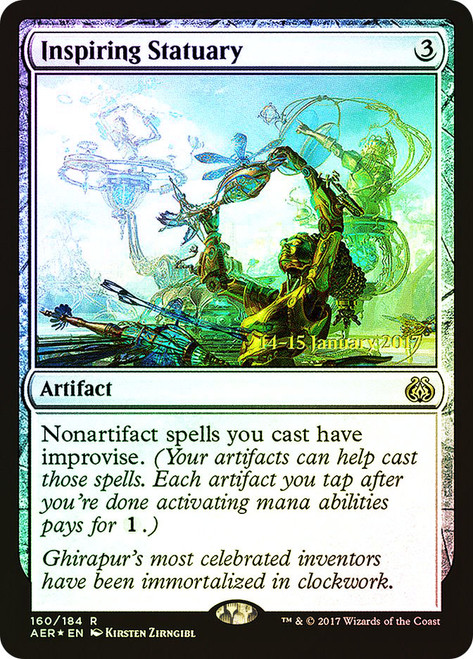 Inspiring Statuary (Prerelease) (Aether Revolt)\nPromo: Date Stamped\nSingle\nMagic The Gathering
