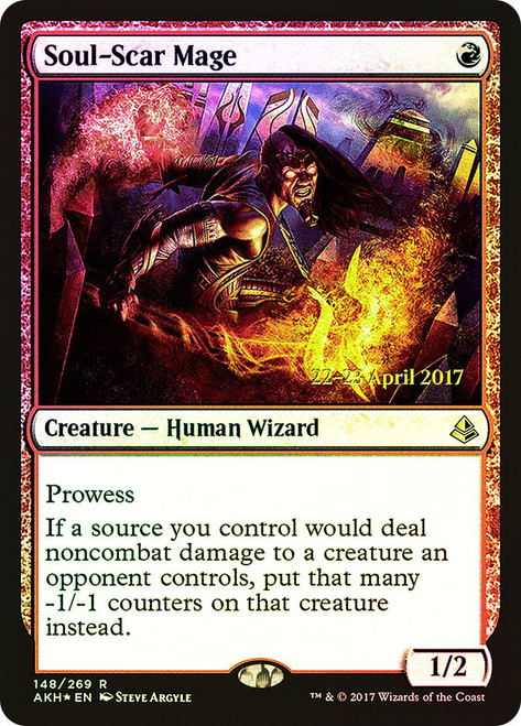 Soul-Scar Mage (Prerelease) (Amonkhet)\nPromo: Date Stamped\nSingle\nMagic The Gathering