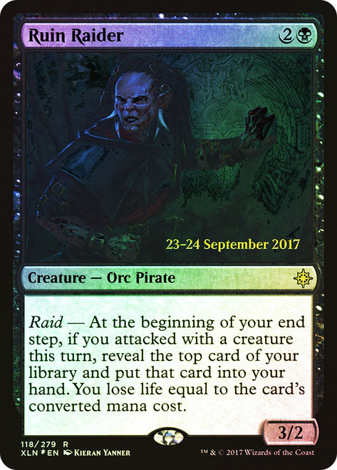 Ruin Raider (Prerelease) (Ixalan)\nPromo: Date Stamped\nSingle\nMagic The Gathering