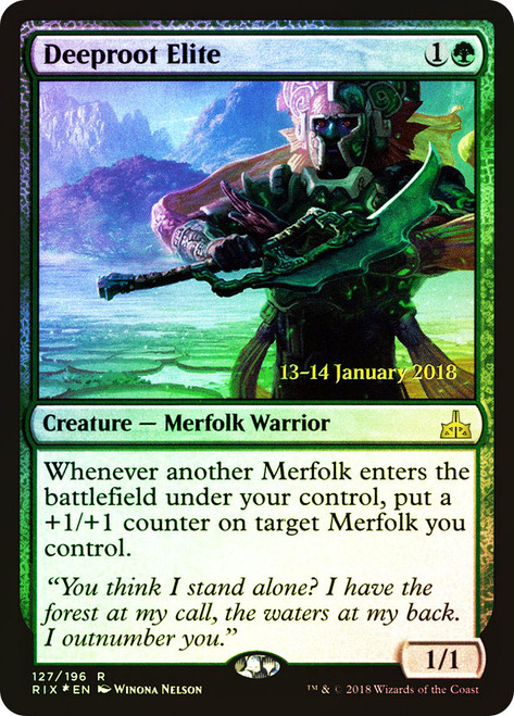 Deeproot Elite (Prerelease) (Rivals of Ixalan)\nPromo: Date Stamped\nSingle\nMagic The Gathering