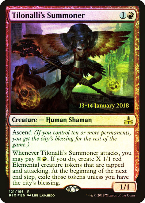 Tilonalli's Summoner (Prerelease) (Rivals of Ixalan)\nPromo: Date Stamped\nSingle\nMagic The Gathering