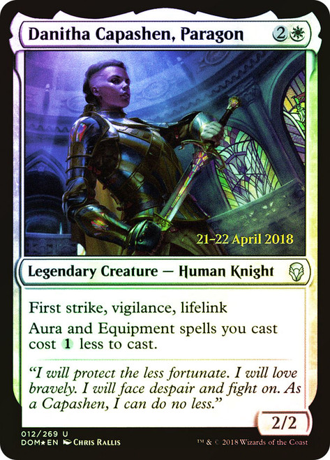 Danitha Capashen, Paragon (Prerelease) (Dominaria)\nPromo: Date Stamped\nSingle\nMagic The Gathering
