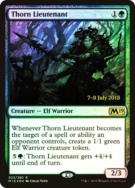 Thorn Lieutenant (Prerelease) (Core Set 2019)\nPromo: Date Stamped\nSingle\nMagic The Gathering