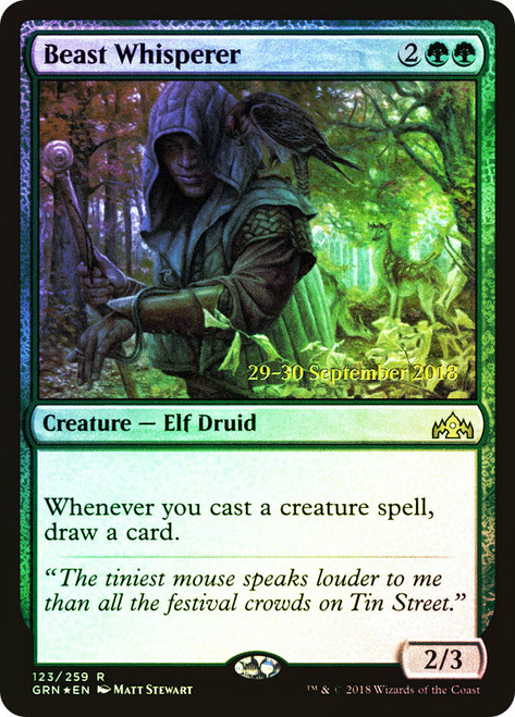 Beast Whisperer (Prerelease) (Guilds of Ravnica)\nPromo: Date Stamped\nSingle\nMagic The Gathering