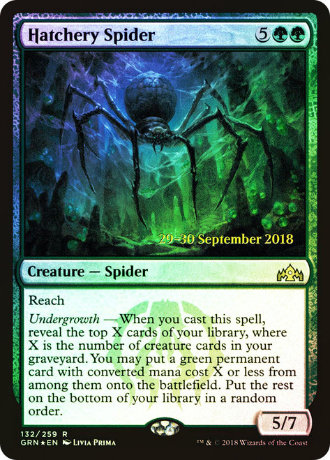 Hatchery Spider (Prerelease) (Guilds of Ravnica)\nPromo: Date Stamped\nSingle\nMagic The Gathering