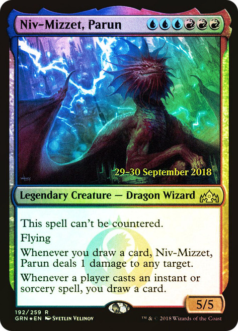 Niv-Mizzet, Parun (Prerelease) (Guilds of Ravnica)\nPromo: Date Stamped\nSingle\nMagic The Gathering