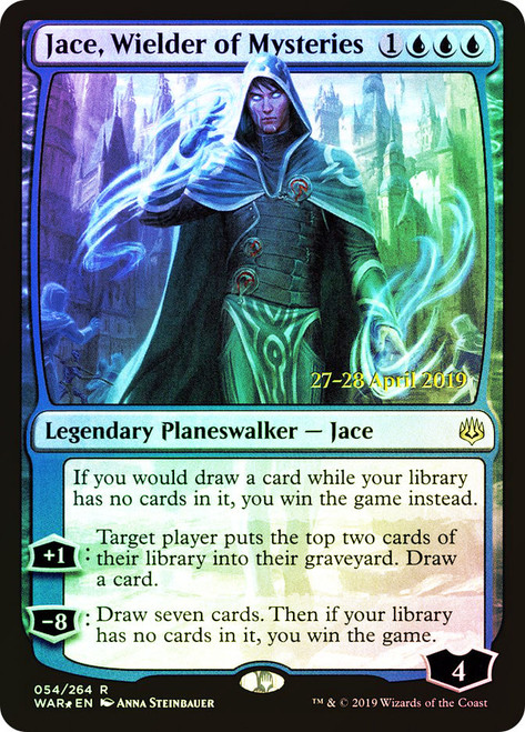 Jace, Wielder of Mysteries (Prerelease) (War of the Spark)\nPromo: Date Stamped\nSingle\nMagic The Gathering