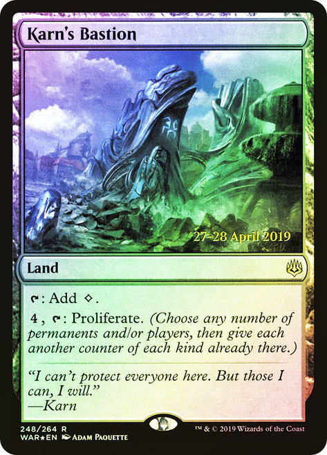 Karn's Bastion (Prerelease) (War of the Spark)\nPromo: Date Stamped\nSingle\nMagic The Gathering