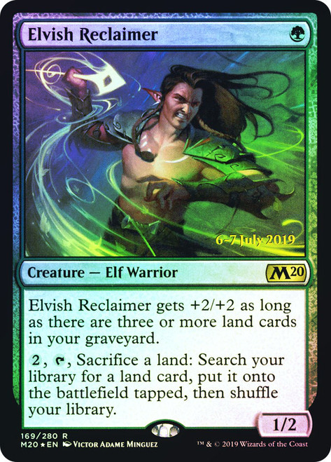Elvish Reclaimer (Prerelease) (Core Set 2020)\nPromo: Date Stamped\nSingle\nMagic The Gathering