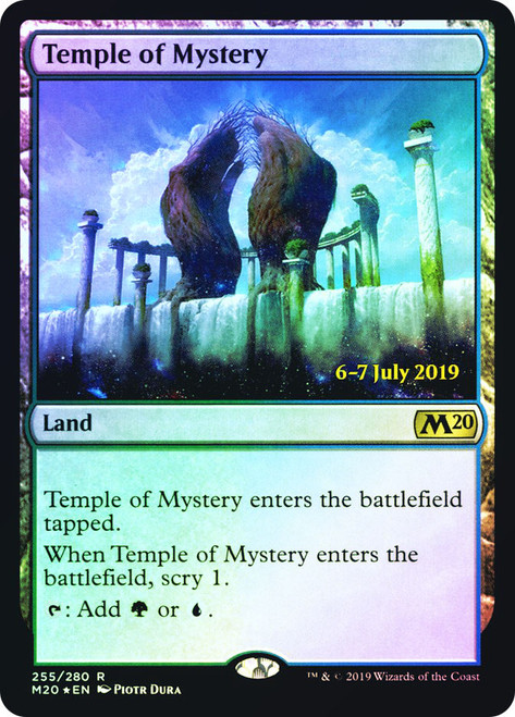Temple of Mystery (Prerelease) (Core Set 2020)\nPromo: Date Stamped\nSingle\nMagic The Gathering