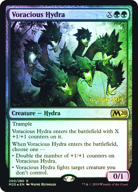 Voracious Hydra (Prerelease) (Core Set 2020)\nPromo: Date Stamped\nSingle\nMagic The Gathering