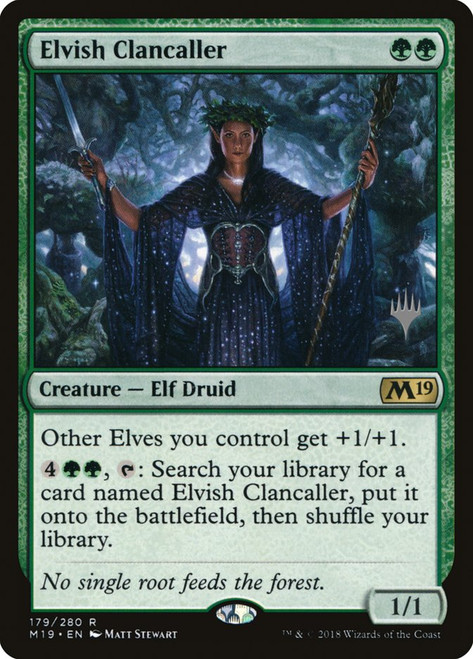 Elvish Clancaller (Promo Pack) (Core Set 2019)\nPromo: Planeswalker Stamped\nSingle\nMagic The Gathering