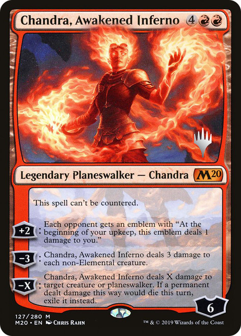 Chandra, Awakened Inferno (Promo Pack) (Core Set 2020)\nPromo: Planeswalker Stamped\nSingle\nMagic The Gathering