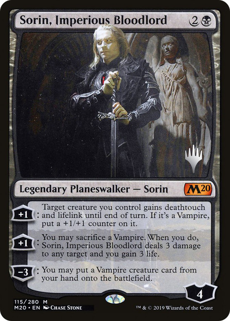 Sorin, Imperious Bloodlord (Promo Pack) (Core Set 2020)\nPromo: Planeswalker Stamped\nSingle\nMagic The Gathering