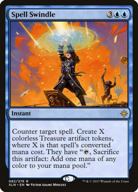 Spell Swindle (Promo Pack) (Ixalan)\nPromo: Planeswalker Stamped\nSingle\nMagic The Gathering