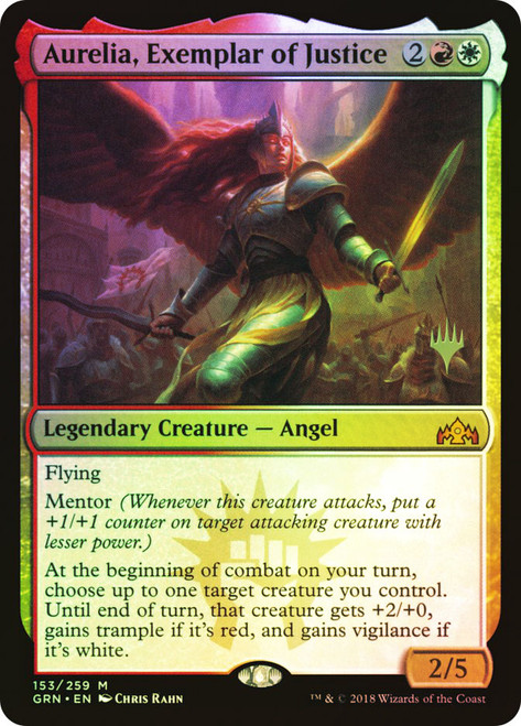 Aurelia, Exemplar of Justice (Promo Pack) (Guilds of Ravnica)\nPromo: Planeswalker Stamped\nSingle\nMagic The Gathering