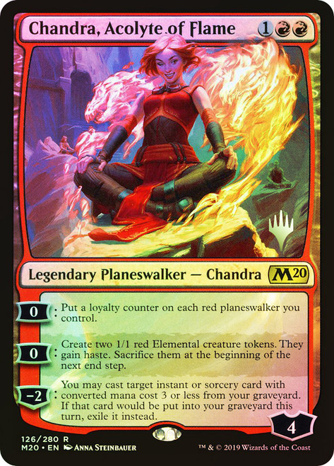 Chandra, Acolyte of Flame (Promo Pack) (Core Set 2020)\nPromo: Planeswalker Stamped\nSingle\nMagic The Gathering
