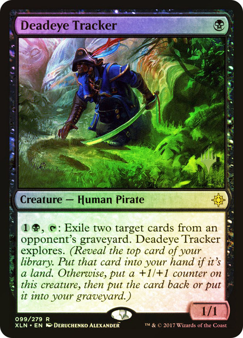 Deadeye Tracker (Promo Pack) (Ixalan)\nPromo: Planeswalker Stamped\nSingle\nMagic The Gathering