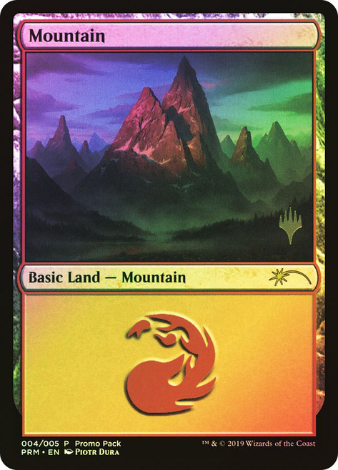 Mountain (Promo Pack) (2019)\nPromo: Planeswalker Stamped\nSingle\nMagic The Gathering