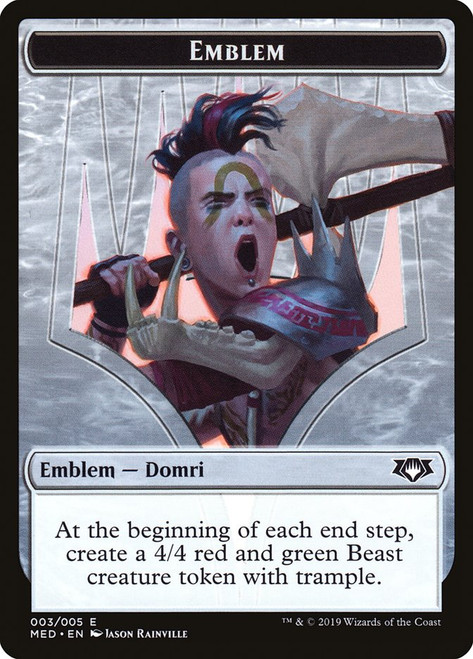 {Domri Emblem}\nMythic Edition\nSingle\nMagic The Gathering