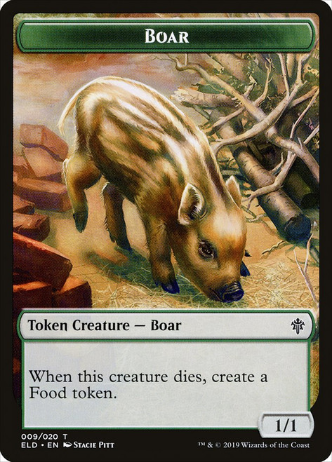 {Boar Token}\nThrone of Eldraine\nSingle\nMagic The Gathering