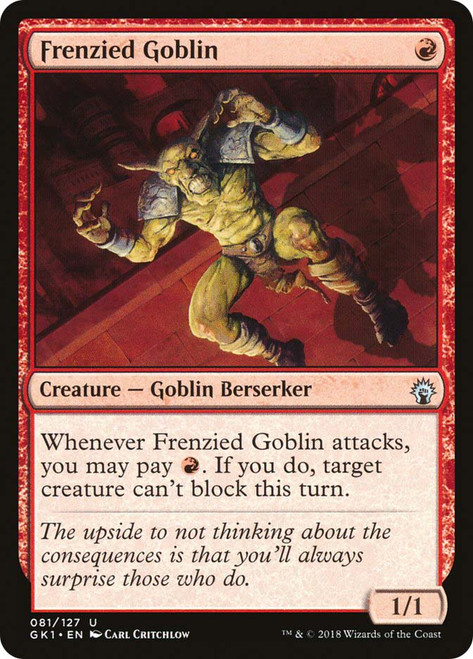 Frenzied Goblin
Guild Kit - Guilds of Ravnica
Single
Magic: The Gathering