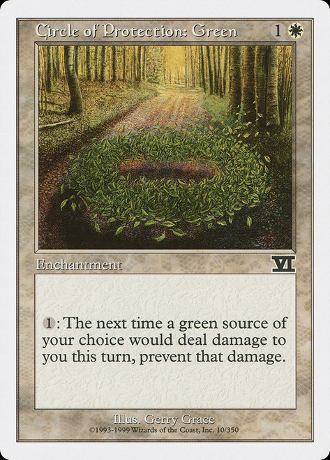 Circle of Protection: Green\n6th Edition\nSingle\nMagic The Gathering