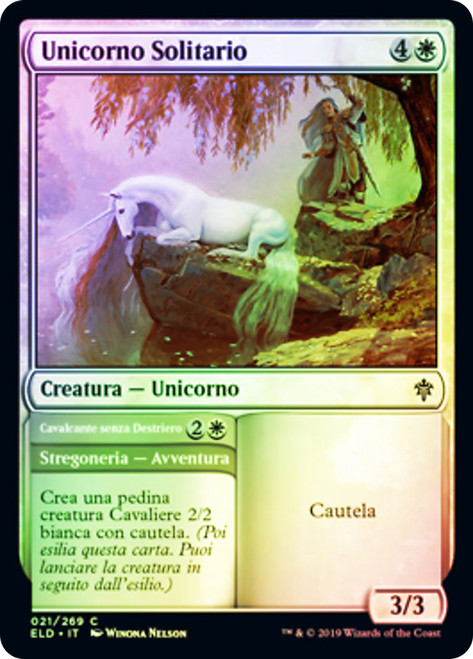 Lonesome Unicorn // Rider in Need
Throne of Eldraine - Italian
Single
Magic The Gathering
