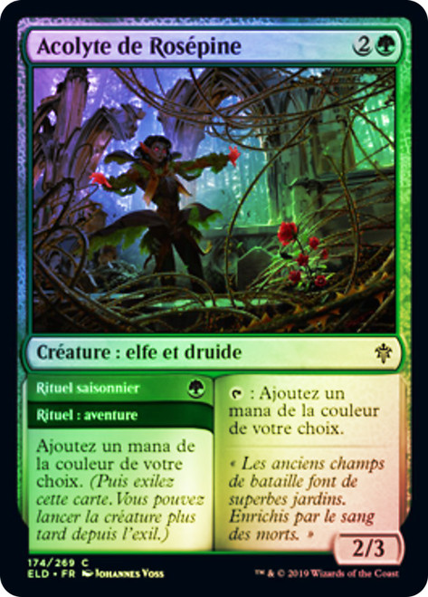 Rosethorn Acolyte // Seasonal Ritual
Throne of Eldraine - French
Single
Magic The Gathering