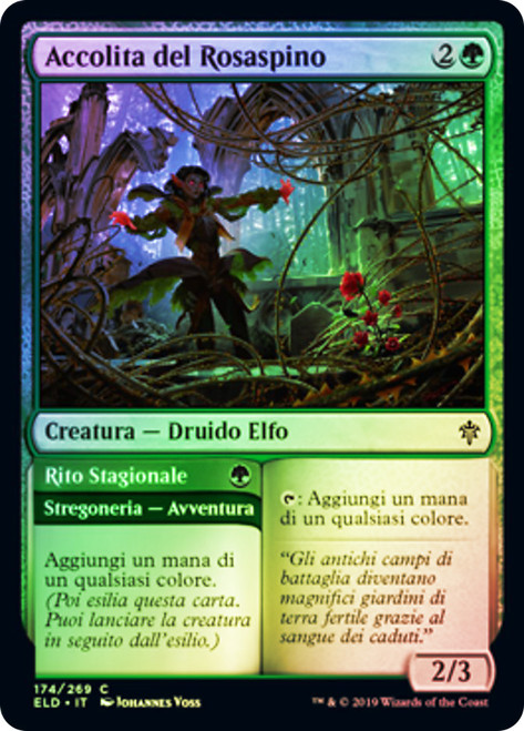 Rosethorn Acolyte // Seasonal Ritual
Throne of Eldraine - Italian
Single
Magic The Gathering