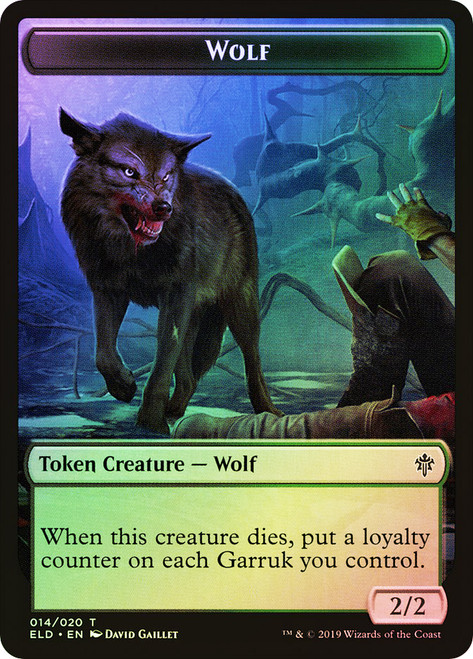 {Wolf Token} // {Food Token} (#15)\nThrone of Eldraine\nSingle\nMagic The Gathering