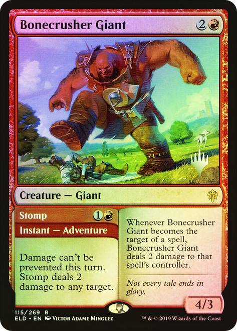 Bonecrusher Giant // Stomp (Promo Pack) (Throne of Eldraine)\nPromo: Planeswalker Stamped\nSingle\nMagic The Gathering