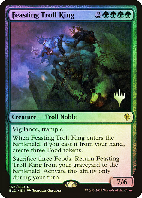 Feasting Troll King (Promo Pack) (Throne of Eldraine)\nPromo: Planeswalker Stamped\nSingle\nMagic The Gathering