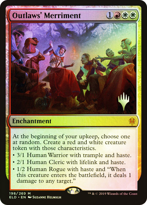 Outlaws' Merriment (Promo Pack) (Throne of Eldraine)\nPromo: Planeswalker Stamped\nSingle\nMagic The Gathering