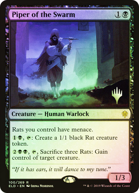 Piper of the Swarm (Promo Pack) (Throne of Eldraine)\nPromo: Planeswalker Stamped\nSingle\nMagic The Gathering