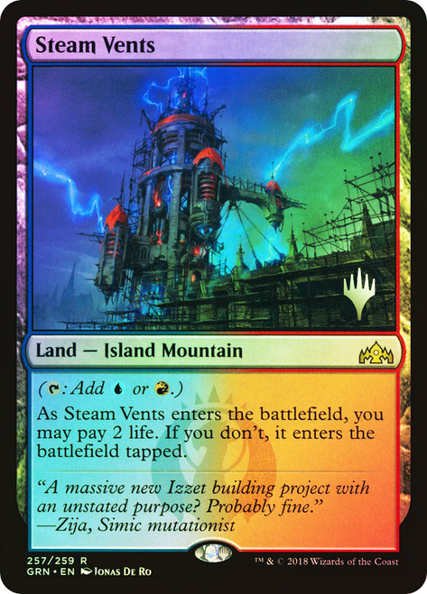 Steam Vents (Promo Pack) (Guilds of Ravnica)\nPromo: Planeswalker Stamped\nSingle\nMagic The Gathering
