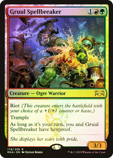 Gruul Spellbreaker (Promo Pack) (Ravnica Allegiance)\nPromo: Planeswalker Stamped\nSingle\nMagic The Gathering