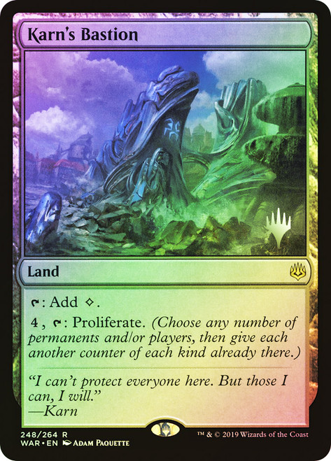 Karn's Bastion (Promo Pack) (War of the Spark)\nPromo: Planeswalker Stamped\nSingle\nMagic The Gathering