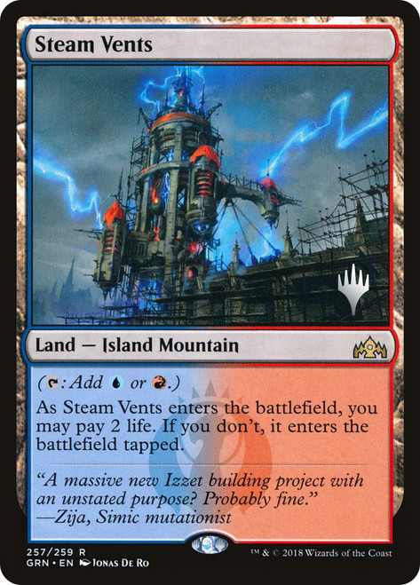 Steam Vents (Promo Pack) (Guilds of Ravnica)\nPromo: Planeswalker Stamped\nSingle\nMagic The Gathering