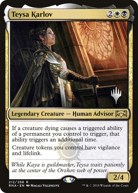 Teysa Karlov (Promo Pack) (Ravnica Allegiance)\nPromo: Planeswalker Stamped\nSingle\nMagic The Gathering