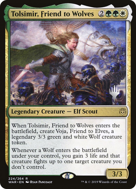 Tolsimir, Friend to Wolves (Promo Pack) (War of the Spark)\nPromo: Planeswalker Stamped\nSingle\nMagic The Gathering